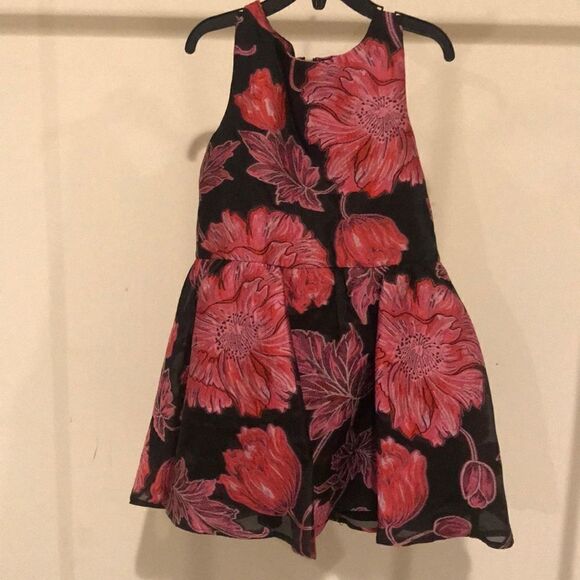NWT GB Girls Black w Pink Floral Dress - Size 6X - Picture 1 of 8
